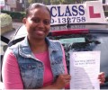Sherry with Driving test pass certificate